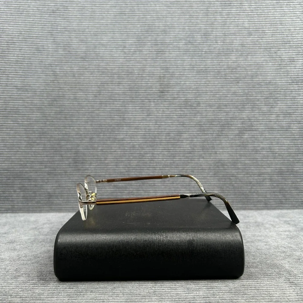 It Wood Gold Semi Rimless Oval Y2k Eyeglass Frames Wood Temples 47-20-140 C1